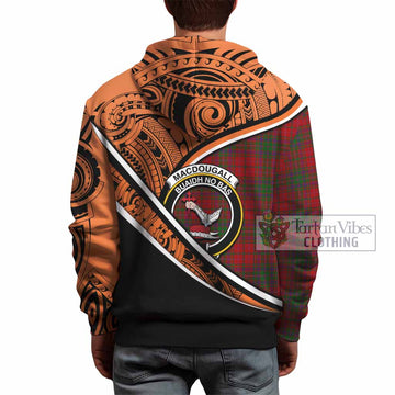 MacDougall (McDougall) Crest Tartan Hoodie with Polynesian Vibes Style - Orange Version