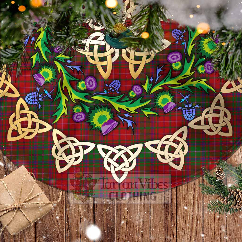 Tartan Vibes Clothing MacDougall (McDougall) Tartan Christmas Tree Skirt with Thistle Celtic Knot Style