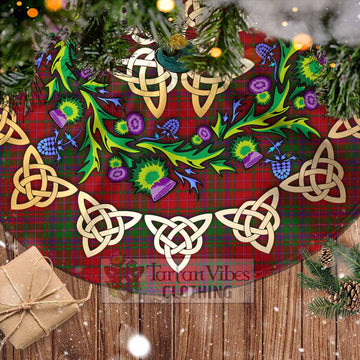 MacDougall (McDougall) Tartan Christmas Tree Skirt with Thistle Celtic Knot Style