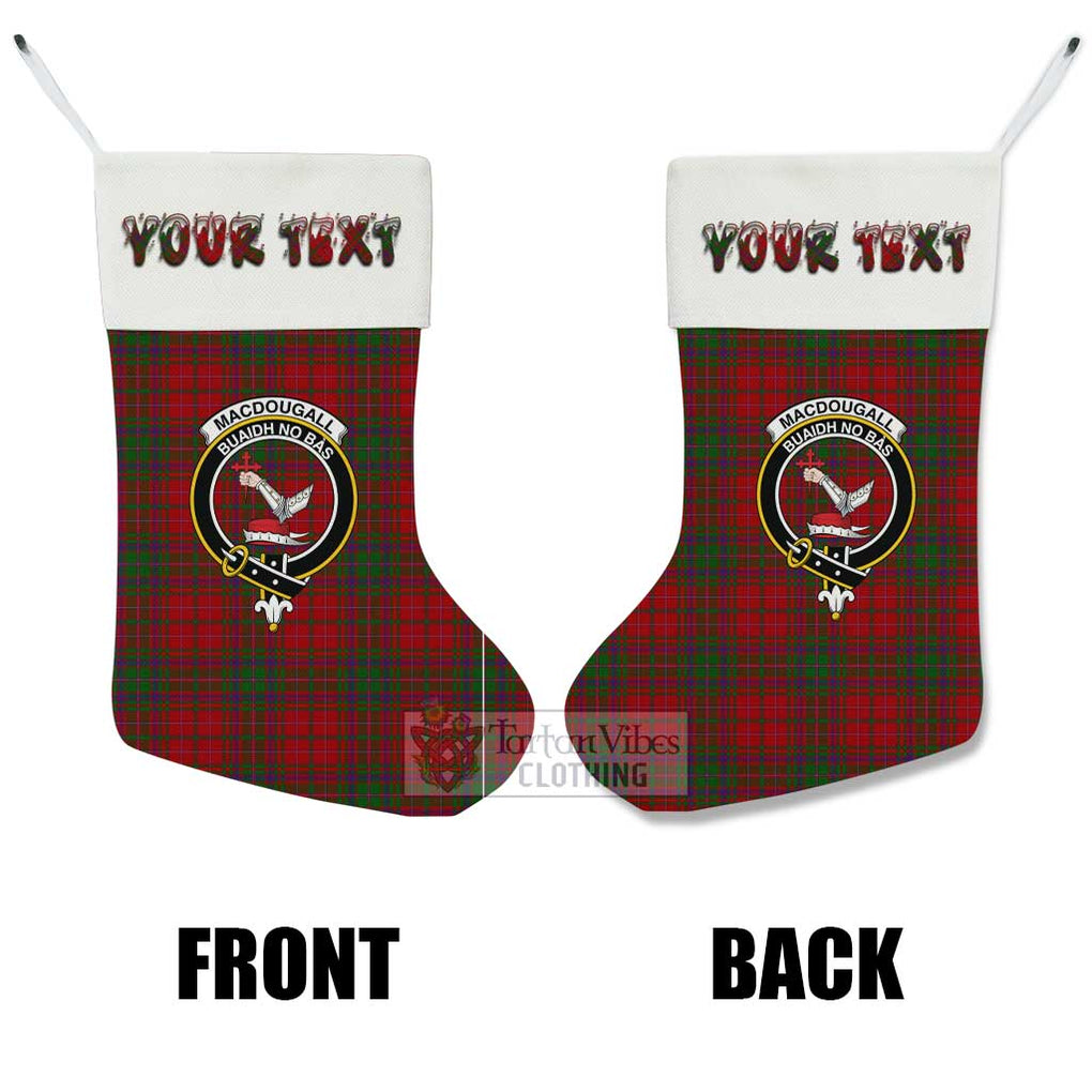 Tartan Vibes Clothing MacDougall (McDougall) Tartan Family Crest Christmas Stocking with Personalized Text