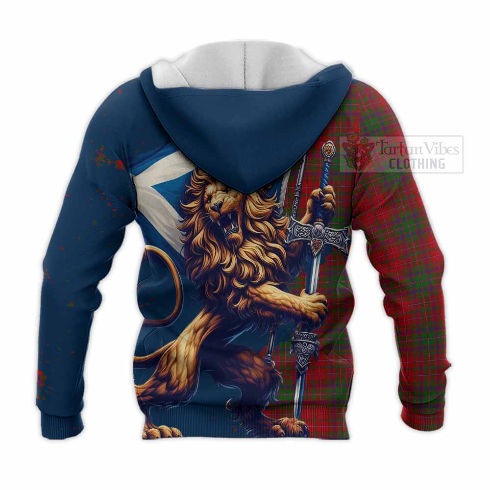 Tartan Vibes Clothing MacDougall (McDougall) Tartan Family Crest Knitted Hoodie with Scottish Majestic Lion