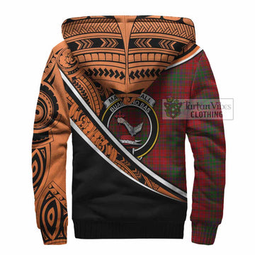 MacDougall (McDougall) Crest Tartan Sherpa Hoodie with Polynesian Vibes Style - Orange Version