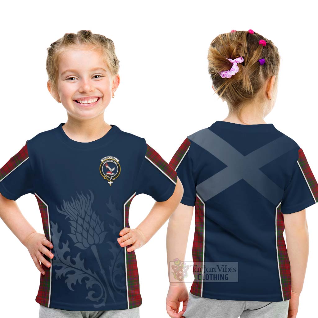 Tartan Vibes Clothing MacDougall (McDougall) Tartan Kid T-Shirt with Family Crest and Scottish Thistle Vibes Sport Style