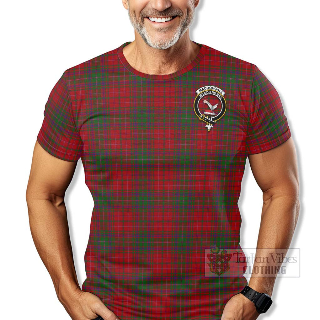 Tartan Vibes Clothing MacDougall (McDougall) Tartan T-Shirt with Family Crest Celtic Skull Style