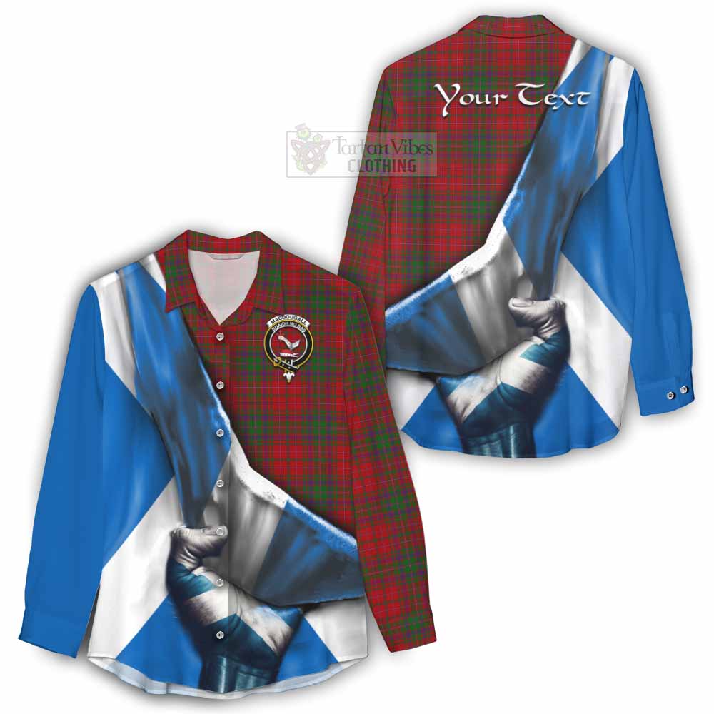 Tartan Vibes Clothing MacDougall (McDougall) Tartan Women's Casual Shirt with Family Crest Scotland Patriotic Style