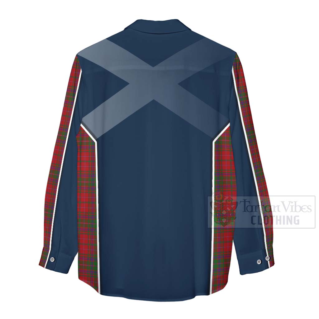 Tartan Vibes Clothing MacDougall (McDougall) Tartan Women's Casual Shirt with Family Crest and Scottish Thistle Vibes Sport Style