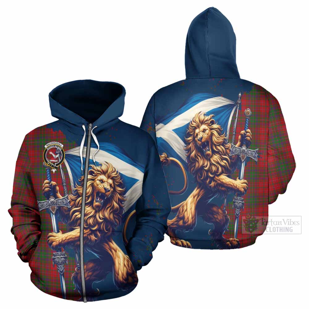 Tartan Vibes Clothing MacDougall (McDougall) Tartan Family Crest Hoodie with Scottish Majestic Lion