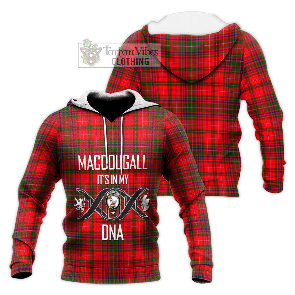 MacDougall Modern Tartan Knitted Hoodie with Family Crest DNA In Me Style Unisex Knitted Pullover Hoodie - Tartanvibesclothing Shop