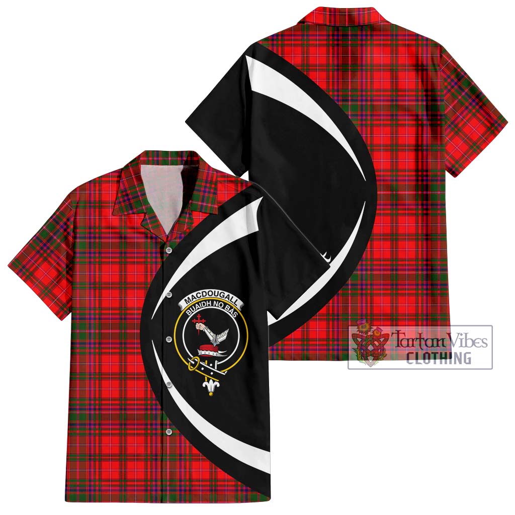 MacDougall Modern Tartan Short Sleeve Button Up with Family Crest Circle Style Kid - Tartan Vibes Clothing