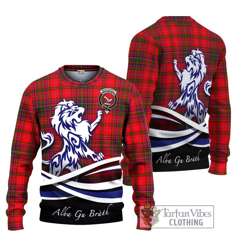 MacDougall Modern Tartan Knitted Sweater with Alba Gu Brath Regal Lion Emblem Unisex - Tartanvibesclothing Shop