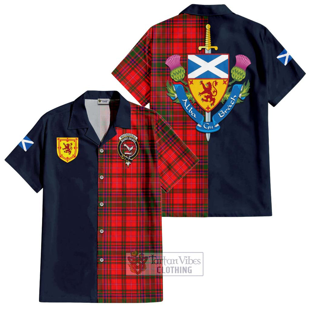 Tartan Vibes Clothing MacDougall Modern Tartan Short Sleeve Button Shirt with Scottish Lion Royal Arm Half Style