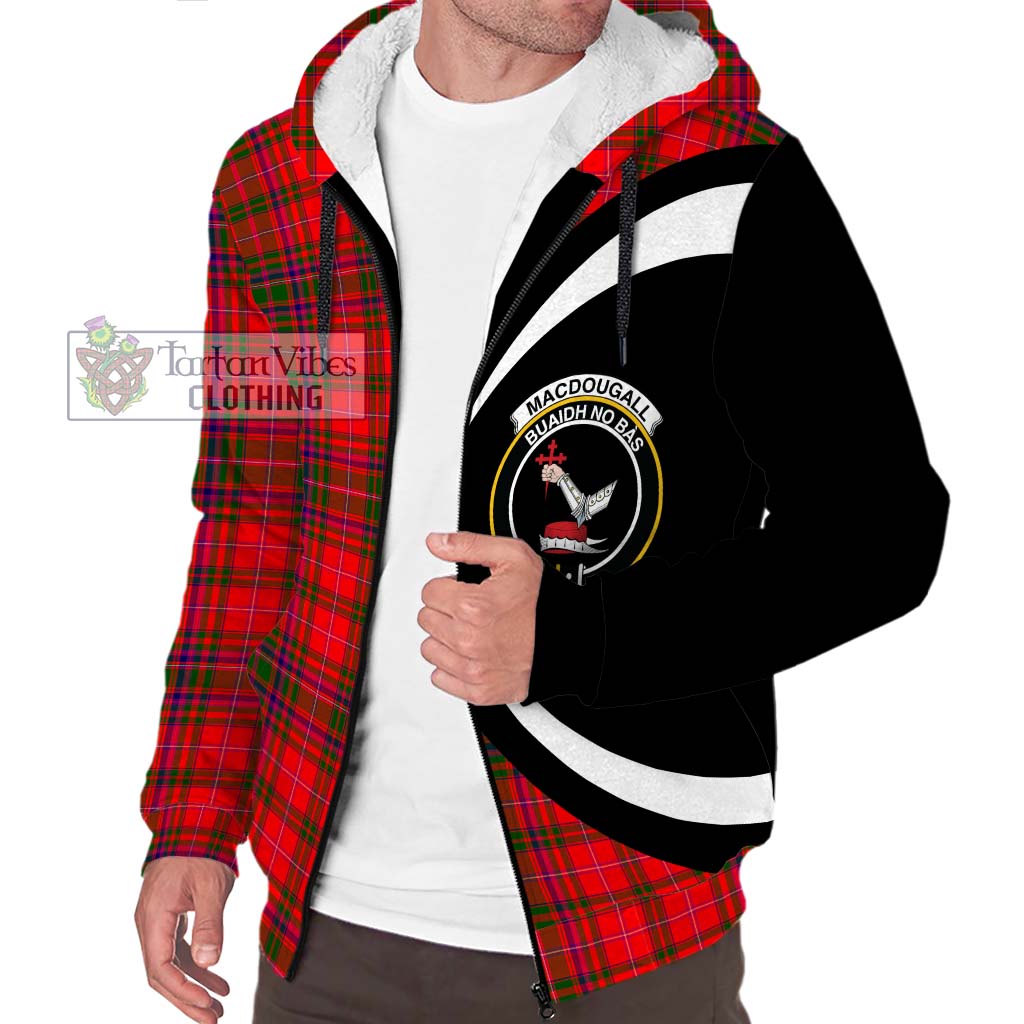 MacDougall Modern Tartan Sherpa Hoodie with Family Crest Circle Style Unisex S - Tartan Vibes Clothing