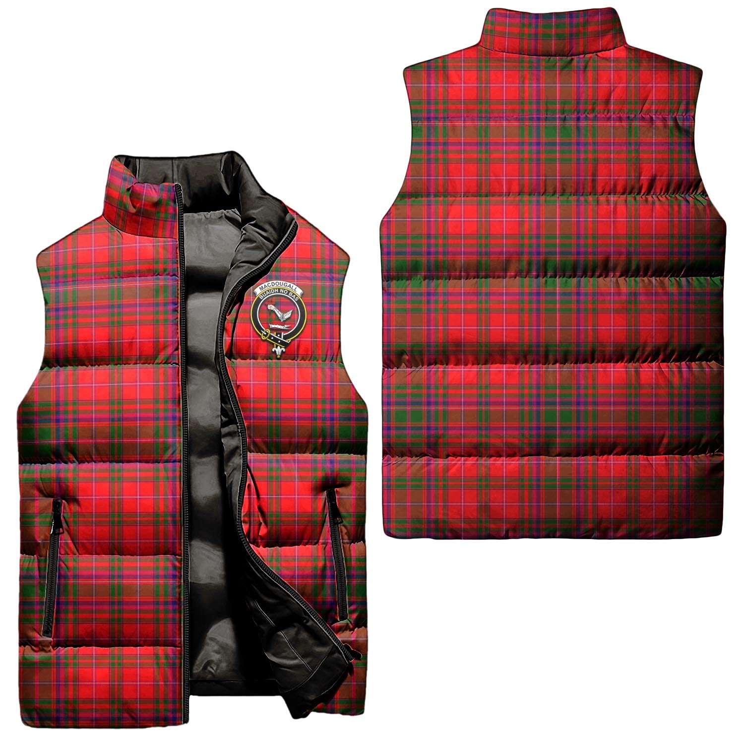 MacDougall Modern Tartan Sleeveless Puffer Jacket with Family Crest Unisex - Tartanvibesclothing