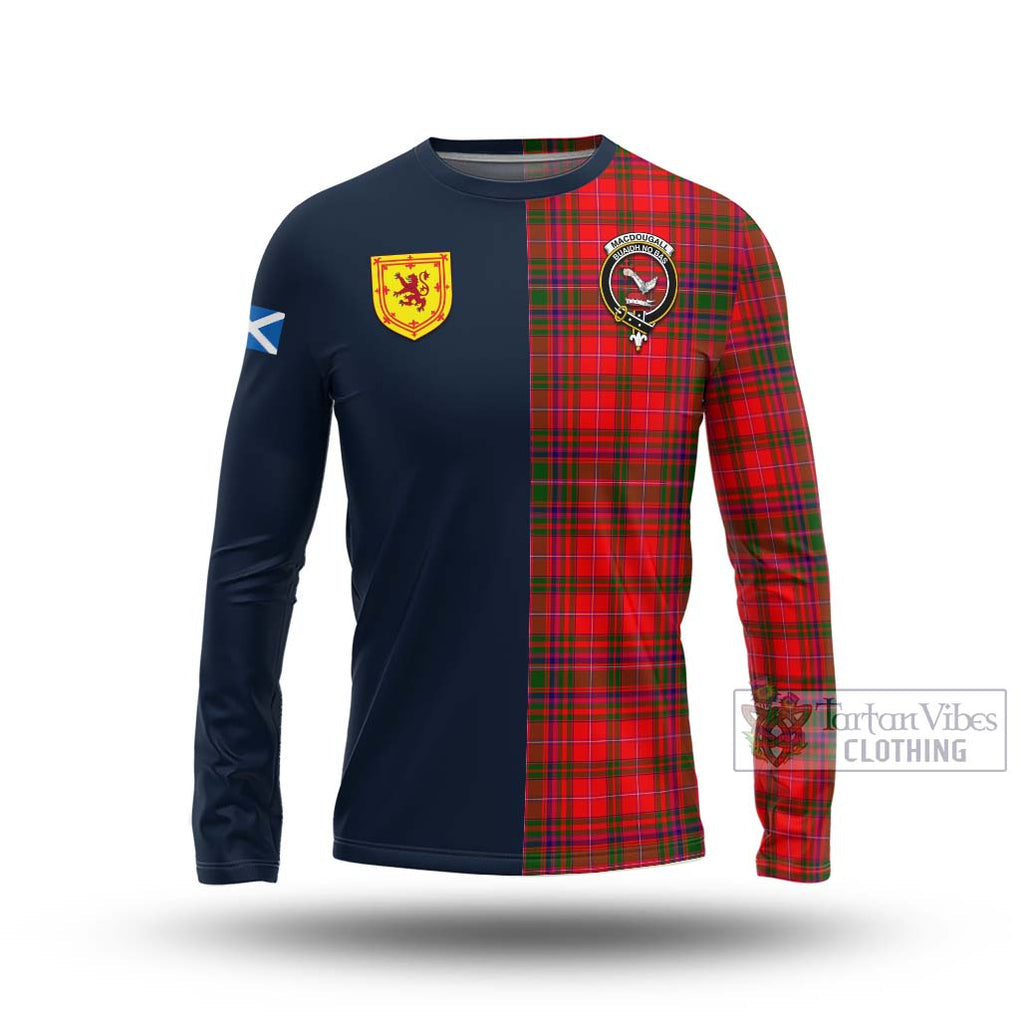 Tartan Vibes Clothing MacDougall Modern Tartan Long Sleeve T-Shirt with Scottish Lion Royal Arm Half Style