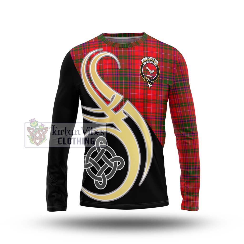 MacDougall Modern Tartan Long Sleeve T-Shirt with Family Crest and Celtic Symbol Style Unisex - Tartan Vibes Clothing