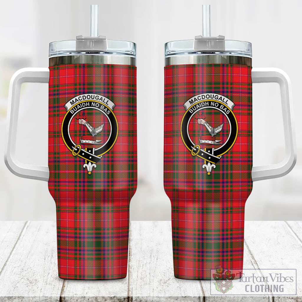 Tartan Vibes Clothing MacDougall Modern Tartan and Family Crest Tumbler with Handle