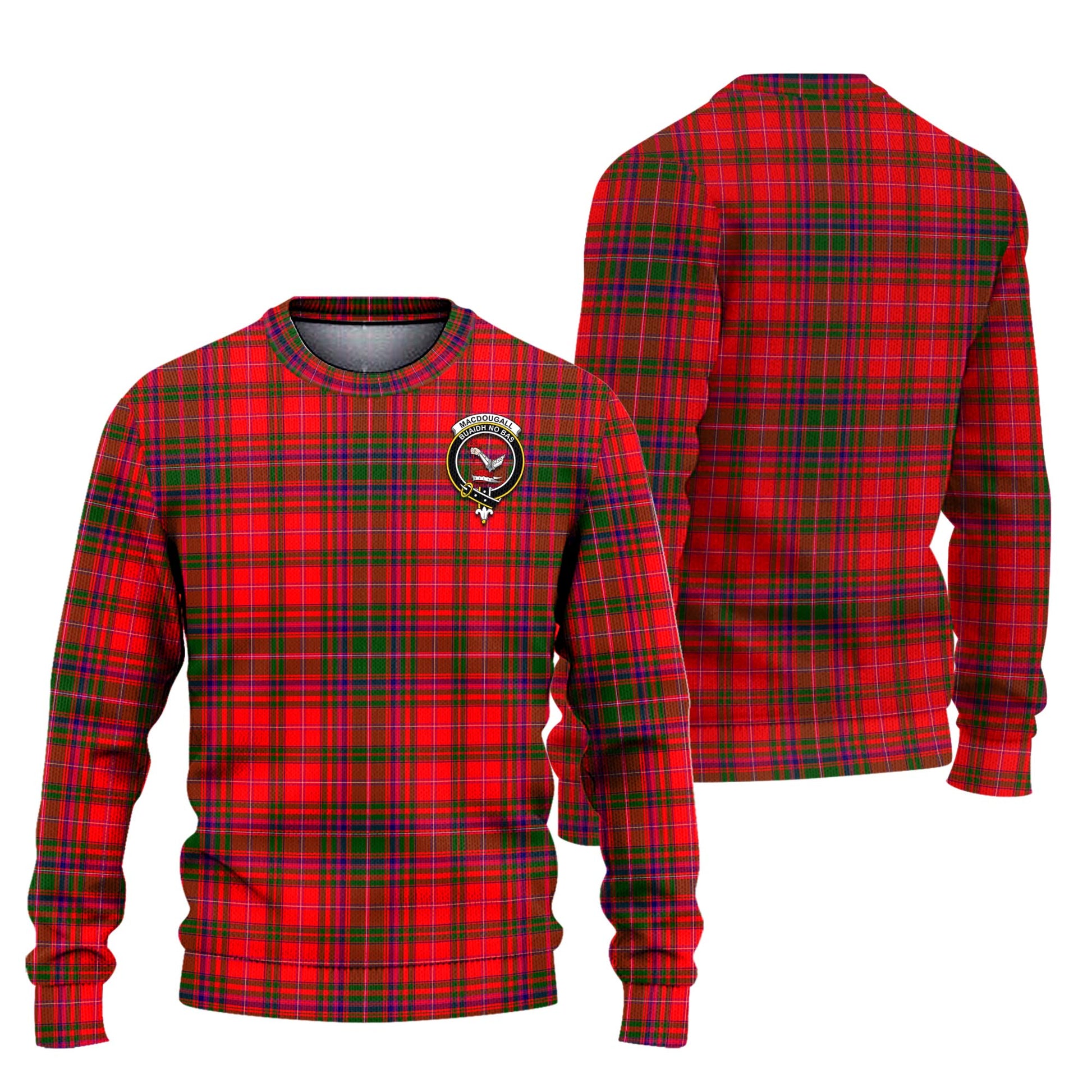 MacDougall Modern Tartan Knitted Sweater with Family Crest Unisex - Tartanvibesclothing