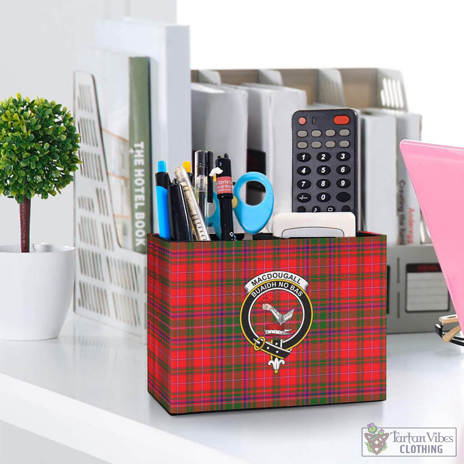 Tartan Vibes Clothing MacDougall Modern Tartan Pen Holder with Family Crest