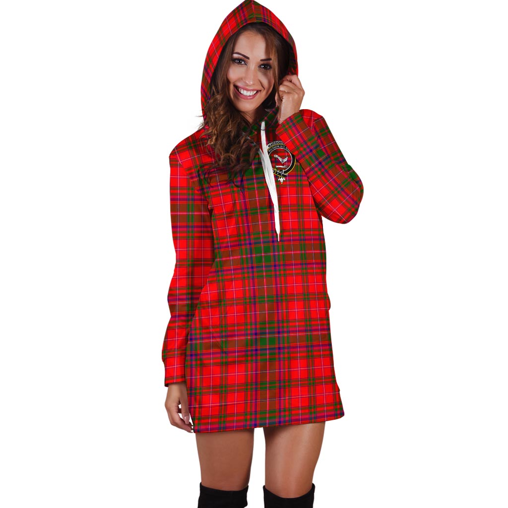 MacDougall Modern Tartan Hoodie Dress with Family Crest - Tartan Vibes Clothing