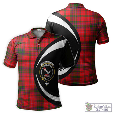 MacDougall Modern Tartan Men's Polo Shirt with Family Crest Circle Style