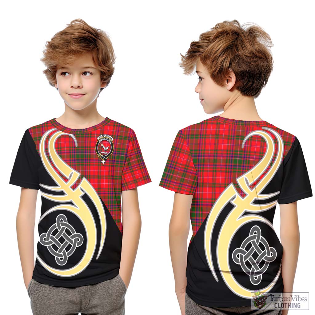 MacDougall Modern Tartan Kid T-Shirt with Family Crest and Celtic Symbol Style Youth XL Size14 - Tartan Vibes Clothing