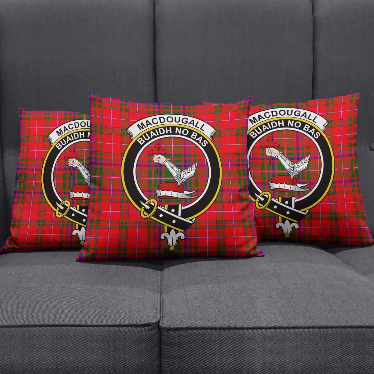 MacDougall Modern Tartan Pillow Cover with Family Crest Square Pillow Cover - Tartanvibesclothing