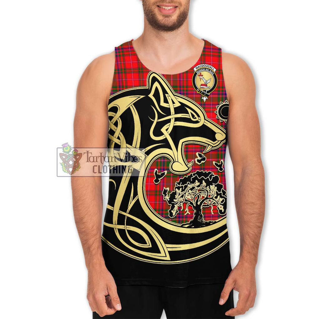 MacDougall Modern Tartan Men's Tank Top with Family Crest Celtic Wolf Style Men - Tartan Vibes Clothing