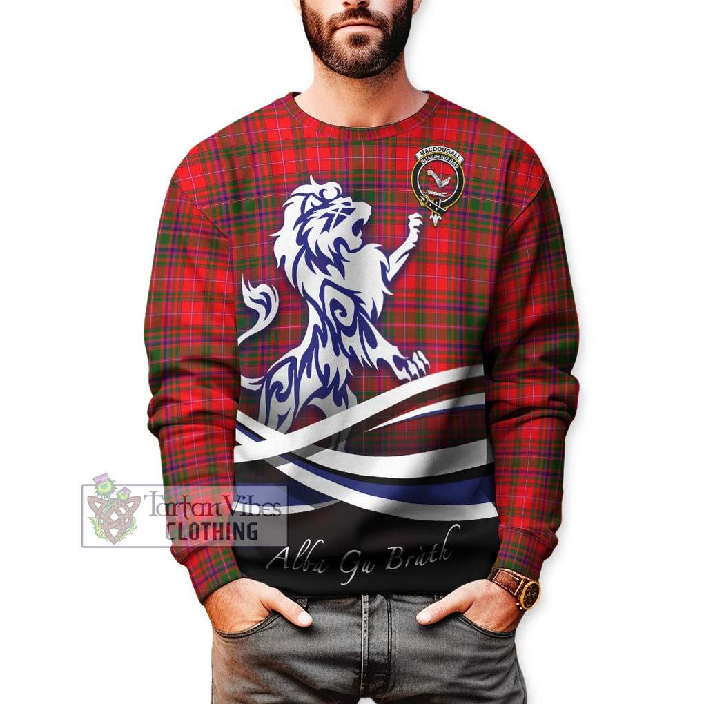 MacDougall Modern Tartan Sweatshirt with Alba Gu Brath Regal Lion Emblem Unisex - Tartanvibesclothing Shop