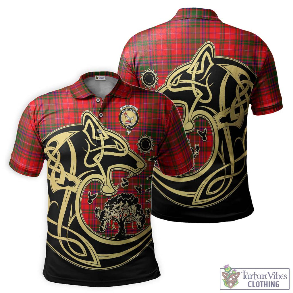 MacDougall Modern Tartan Polo Shirt with Family Crest Celtic Wolf Style Kid - Tartanvibesclothing Shop