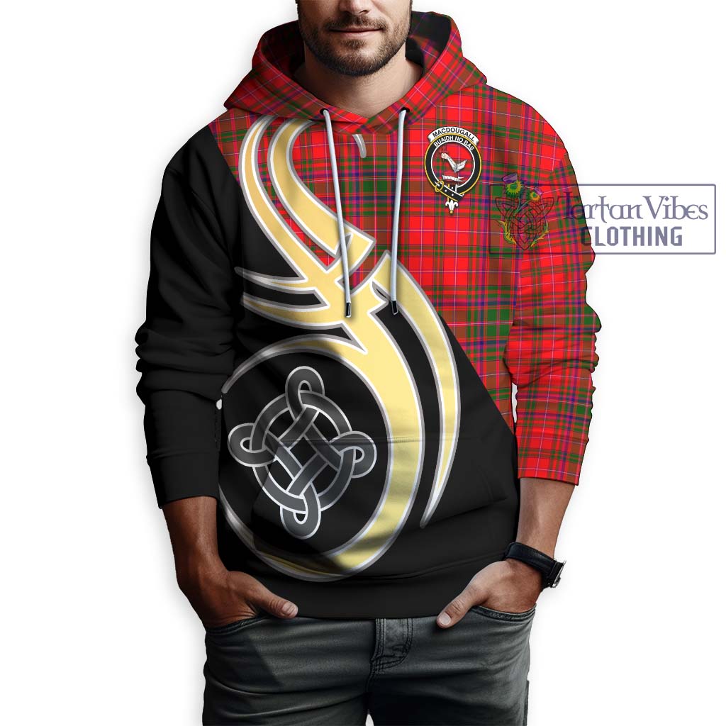 Tartan Vibes Clothing MacDougall Modern Tartan Hoodie with Family Crest and Celtic Symbol Style