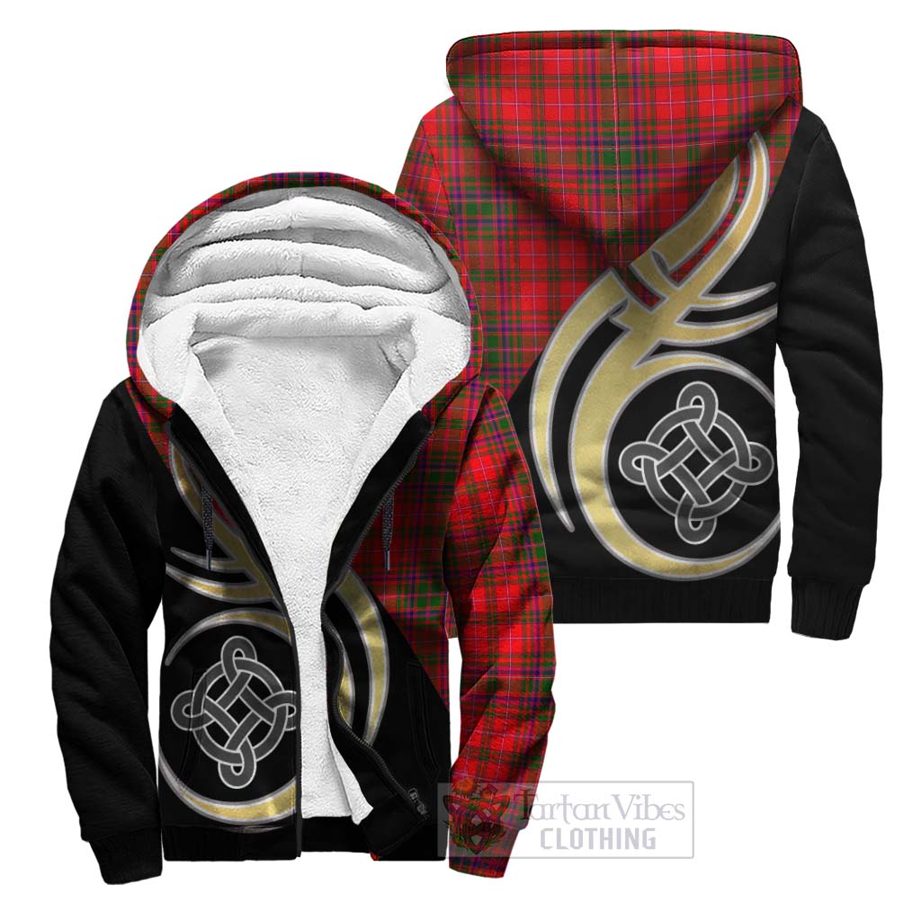 MacDougall Modern Tartan Sherpa Hoodie with Family Crest and Celtic Symbol Style Unisex S - Tartan Vibes Clothing