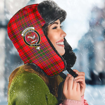 MacDougall Modern Tartan Winter Trapper Hat with Family Crest