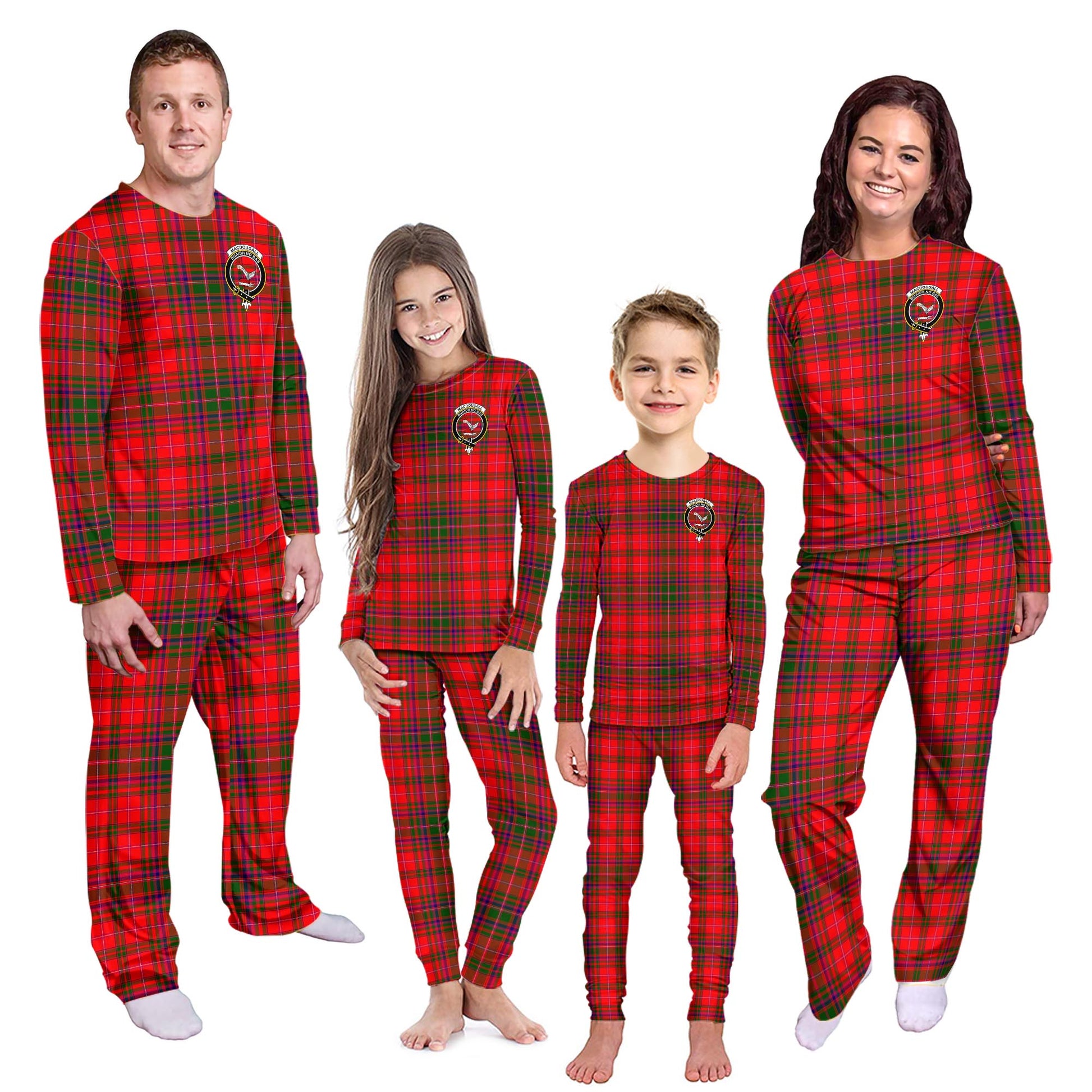 MacDougall Modern Tartan Pajamas Family Set with Family Crest - Tartanvibesclothing