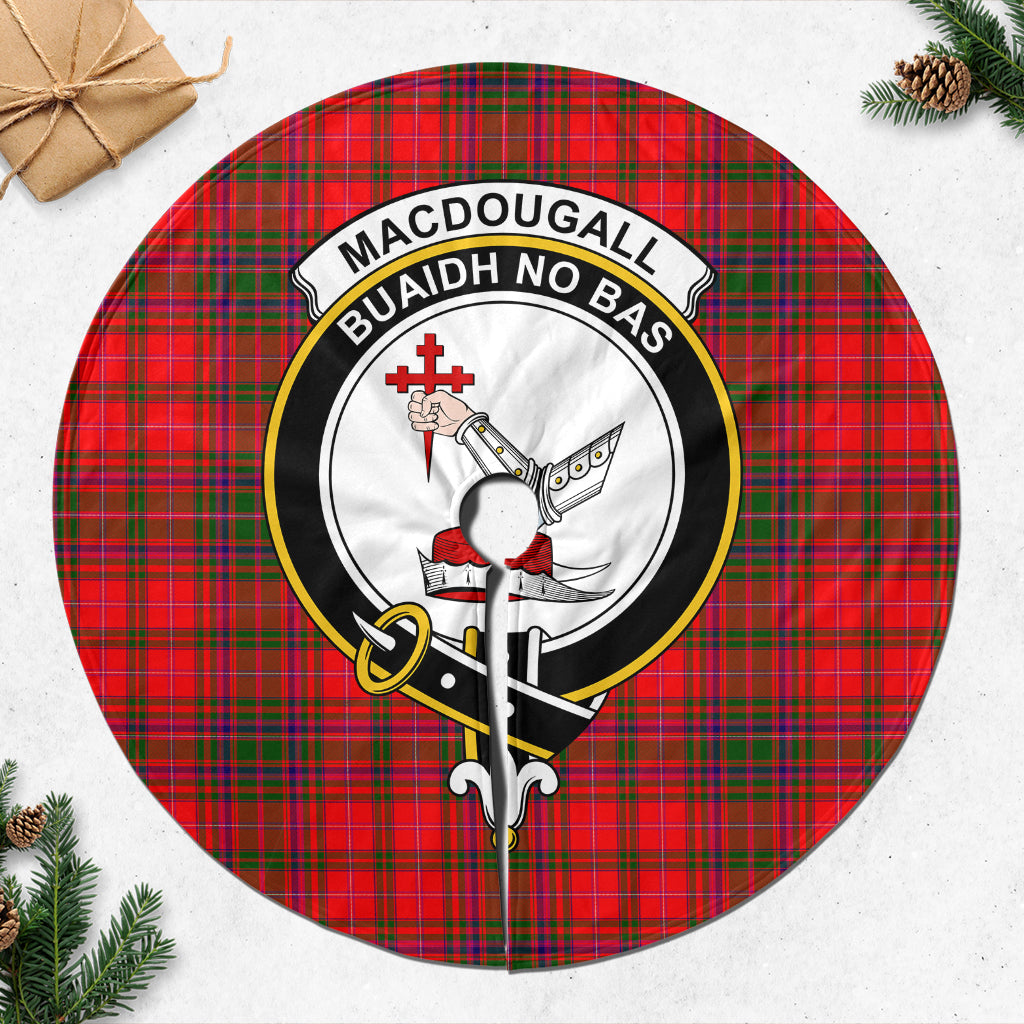 MacDougall Modern Tartan Christmas Tree Skirt with Family Crest - Tartanvibesclothing