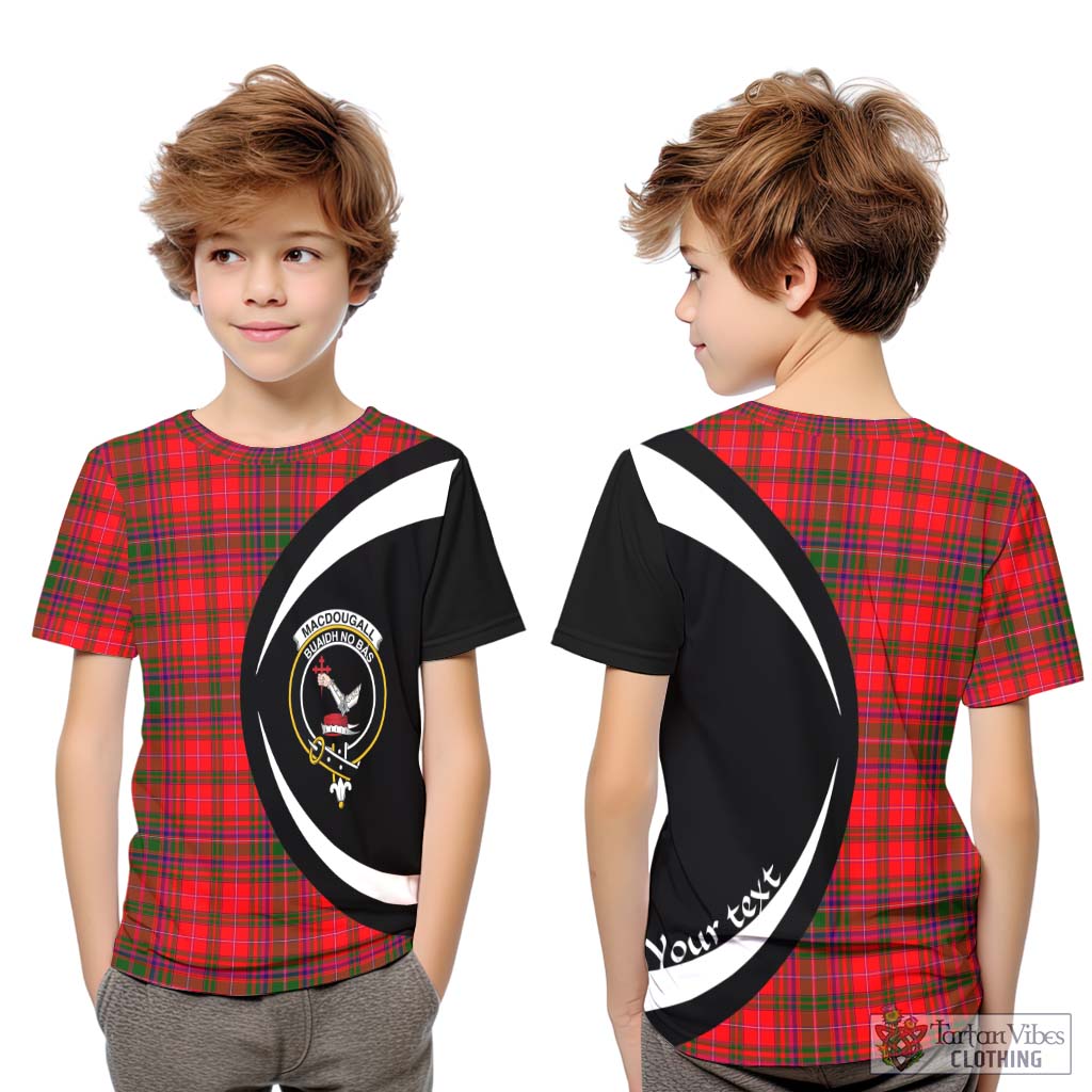 MacDougall Modern Tartan Kid T-Shirt with Family Crest Circle Style Youth XL Size14 - Tartan Vibes Clothing