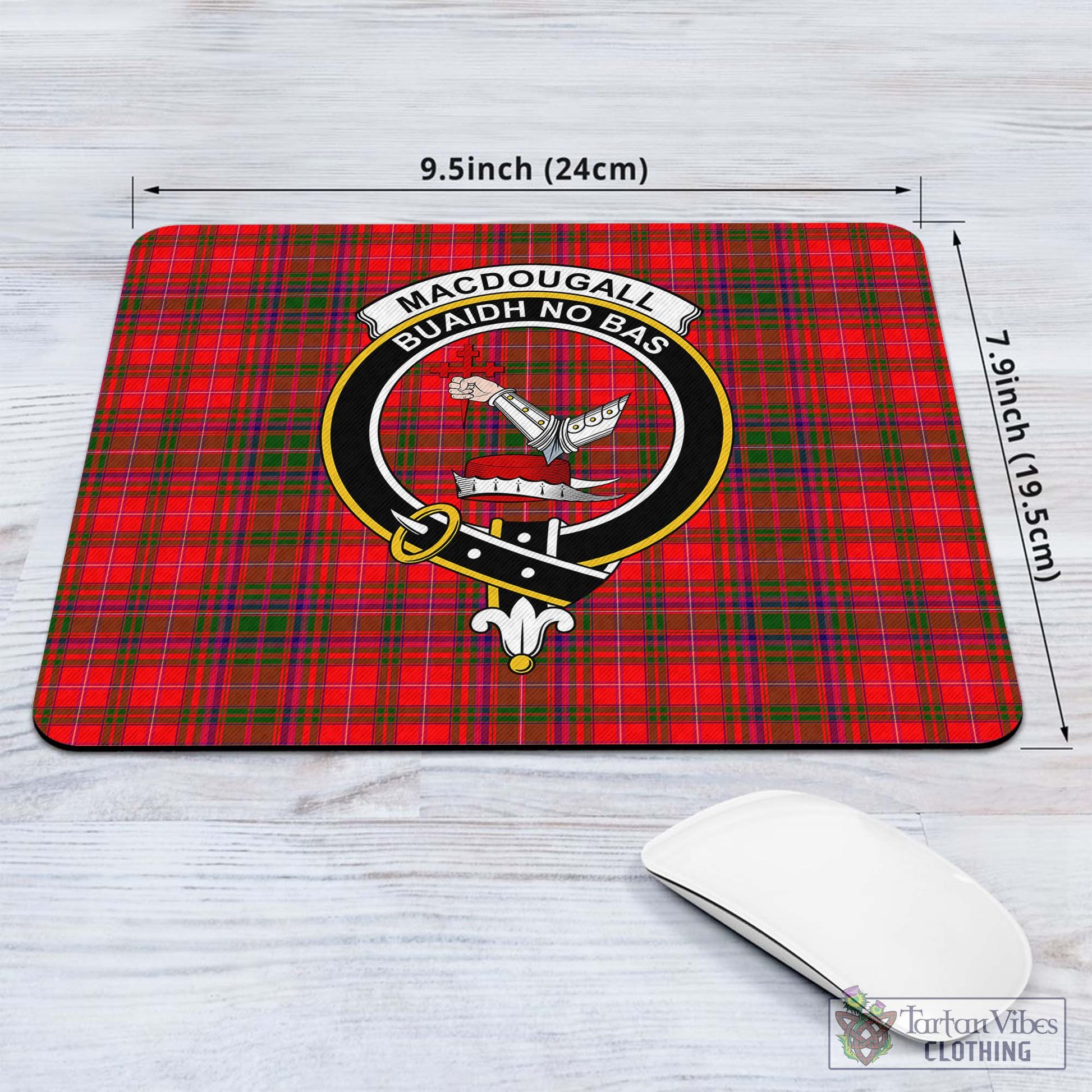 Tartan Vibes Clothing MacDougall Modern Tartan Mouse Pad with Family Crest