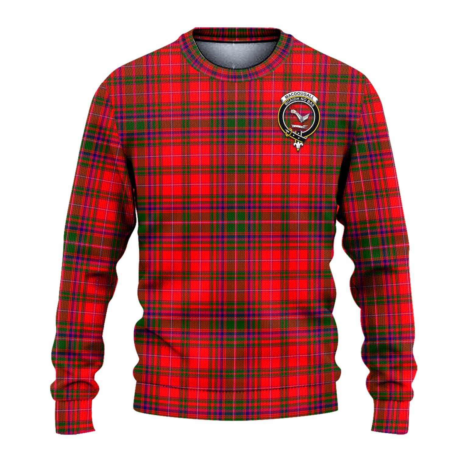 MacDougall Modern Tartan Knitted Sweater with Family Crest - Tartanvibesclothing