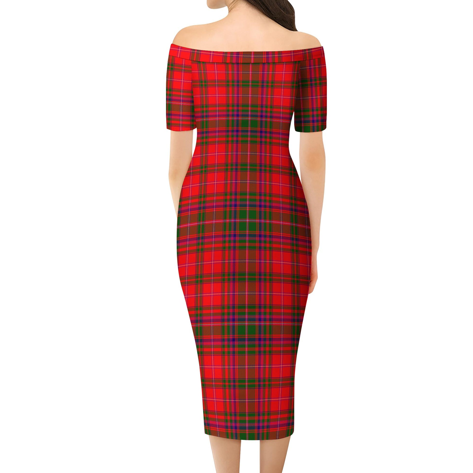 MacDougall Modern Tartan Off Shoulder Lady Dress - Tartanvibesclothing