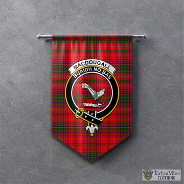 MacDougall Modern Tartan Gonfalon, Tartan Banner with Family Crest