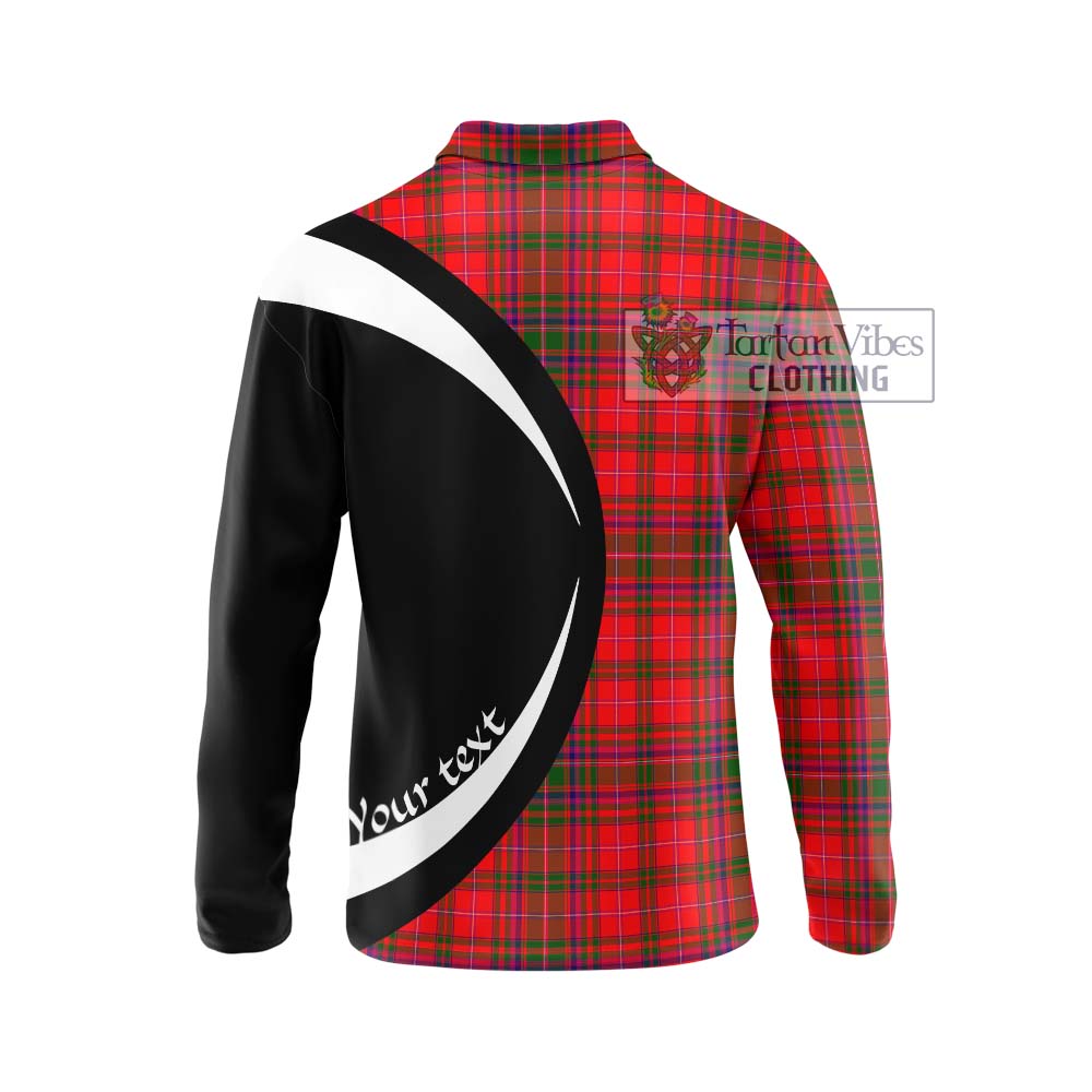 MacDougall Modern Tartan Long Sleeve Polo Shirt with Family Crest Circle Style - Tartan Vibes Clothing