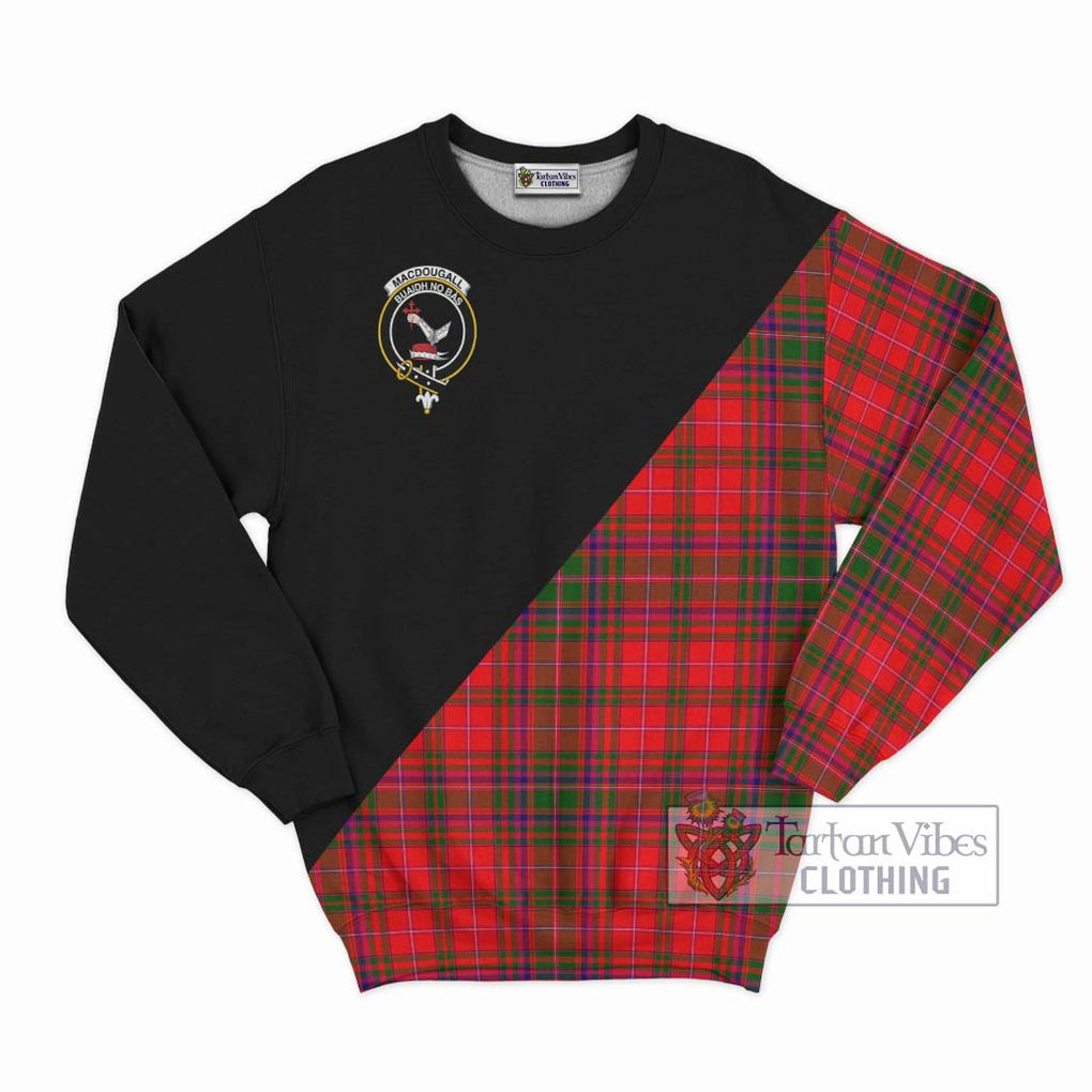 MacDougall Modern Tartan Sweatshirt with Family Crest and Military Logo Style - Tartanvibesclothing Shop