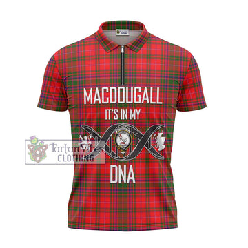 MacDougall Modern Tartan Zipper Polo Shirt with Family Crest DNA In Me Style