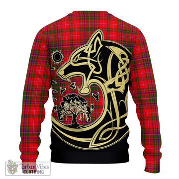 MacDougall Modern Tartan Ugly Sweater with Family Crest Celtic Wolf Style