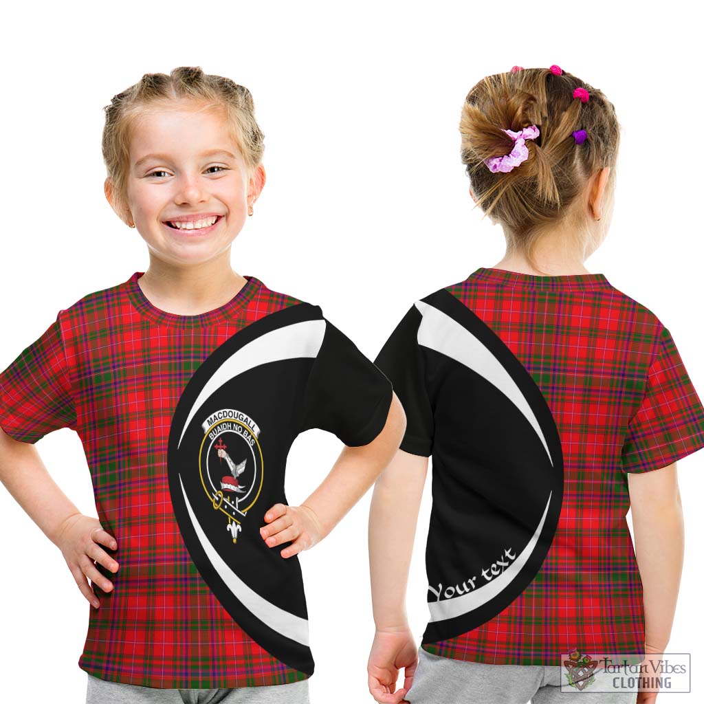 MacDougall Modern Tartan Kid T-Shirt with Family Crest Circle Style - Tartan Vibes Clothing