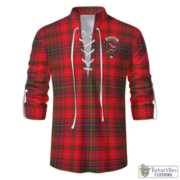 MacDougall Modern Tartan Men's Scottish Traditional Jacobite Ghillie Kilt Shirt with Family Crest