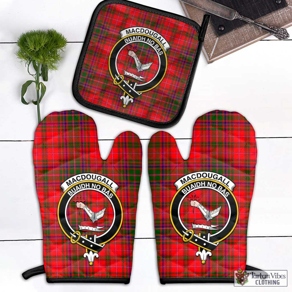 MacDougall Modern Tartan Combo Oven Mitt & Pot-Holder with Family Crest Combo 1 Oven Mitt & 1 Pot-Holder Black - Tartan Vibes Clothing