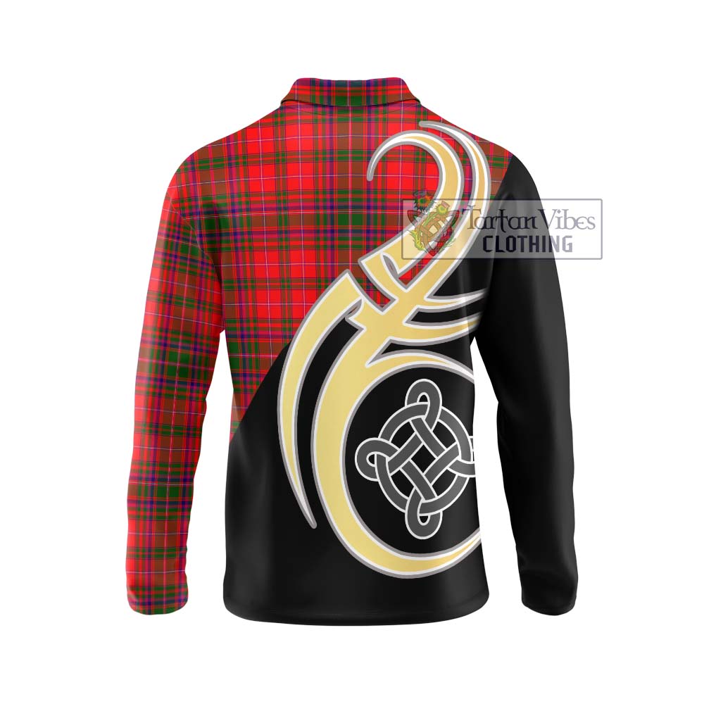 MacDougall Modern Tartan Long Sleeve Polo Shirt with Family Crest and Celtic Symbol Style - Tartan Vibes Clothing