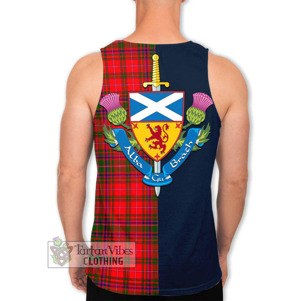 Tartan Vibes Clothing MacDougall Modern Tartan Men's Tank Top with Scottish Lion Royal Arm Half Style