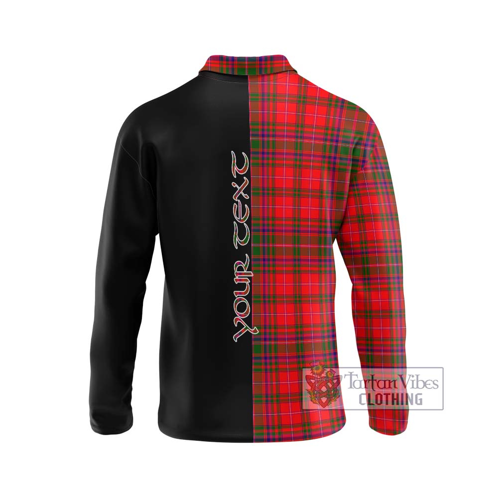 MacDougall Modern Tartan Long Sleeve Polo Shirt with Family Crest and Half Of Me Style - Tartanvibesclothing Shop