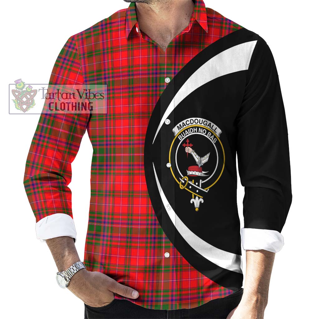 MacDougall Modern Tartan Long Sleeve Button Up with Family Crest Circle Style - Tartan Vibes Clothing